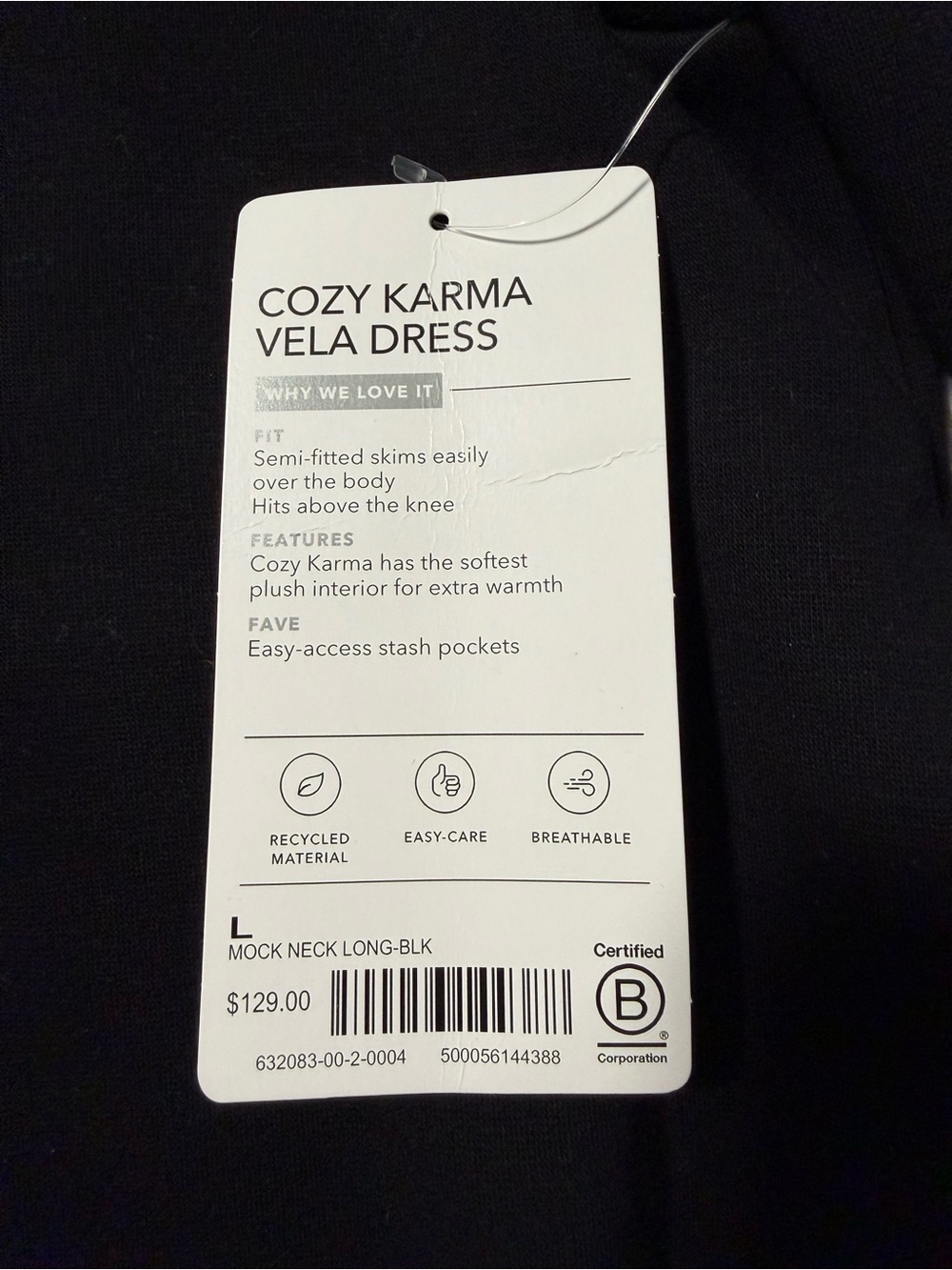Athleta Black Long-Sleeve Midi Dress with Funnel Neck - Picture 6 of 8